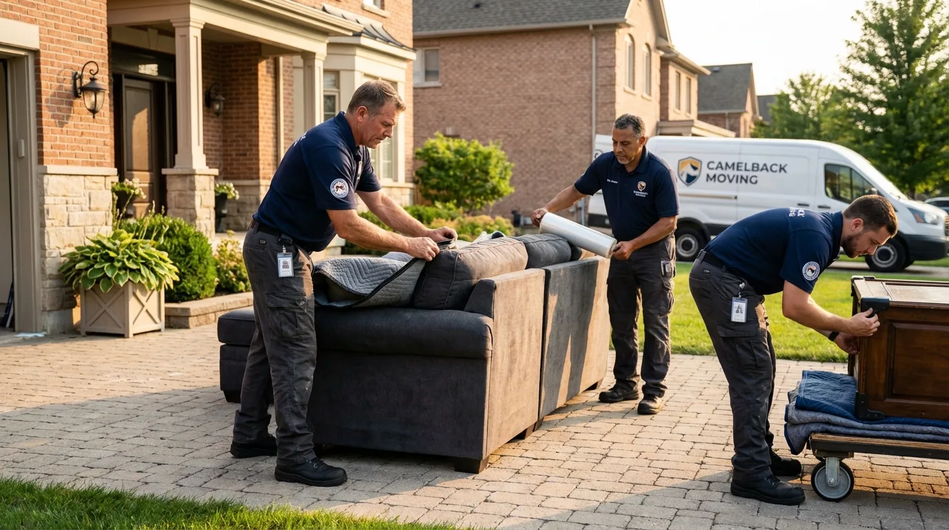 Large estate moving crew wrapping furniture in Farmersville, OH