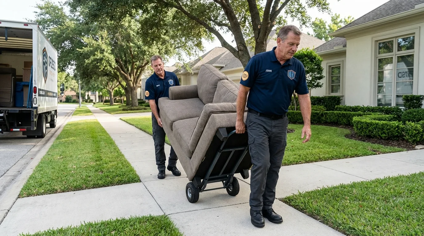 Local residential moving crew loading furniture in Farmersville, OH